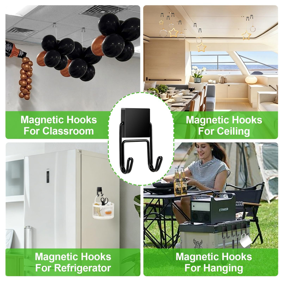 LinkMejor Magnetic Hooks 80lbs Magnet Hook Cruise Essentials 6 Pcs