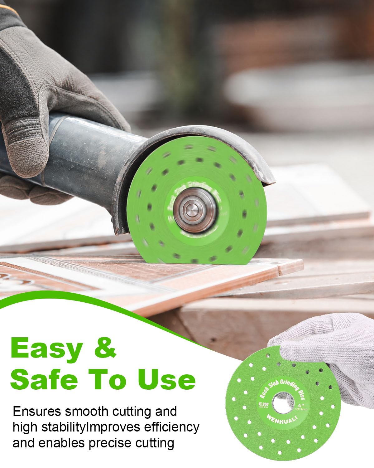 4.5" 3 Pcs Diamond Rock Slab Grinding Disc, Multi-Pore Flat Cutting Blades
