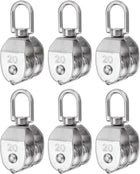 6pcs M20 Double Pulley Block, Stainless Steel Swivel Rigging Lifting Wheel Fixed Pulley, Crane Hanging Wire Towing Wheel, Rope Cable Pulley Roller