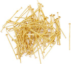 LinkMejor 100Pcs 3cm Length Copper Chandelier Connector Hook Needle Golden Tone for Crystal Light