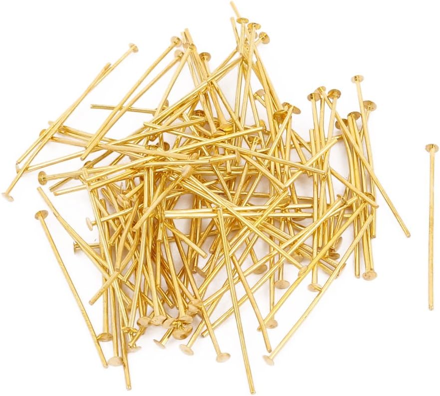 LinkMejor 100Pcs 3cm Length Copper Chandelier Connector Hook Needle Golden Tone for Crystal Light