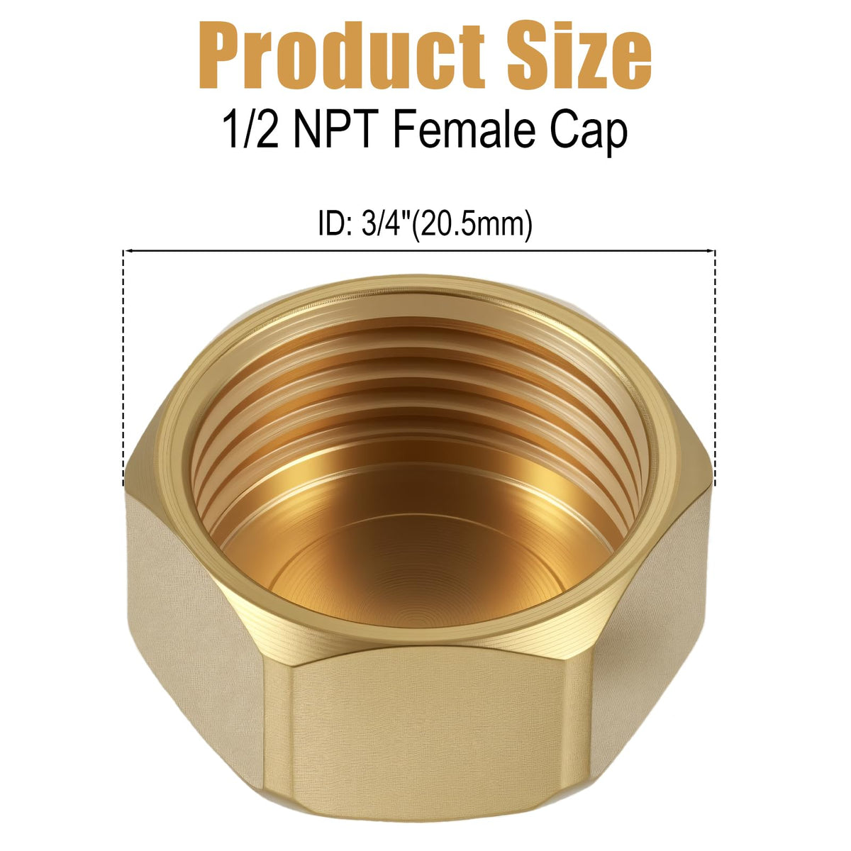 LinkMejor 6PCS Brass 1/2 Inch NPT Caps Outer Hex with 6PCS Silicone Rings