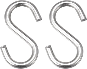 S-Haken 2,6" lang Edelstahl Haken zum Aufhängen von Gegenständen in Küche, Garten, Badezimmer, Garage 2Stück