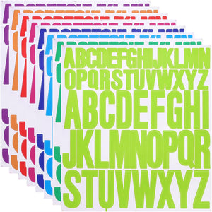 8 Sheet Vinyl Letter Sticker, 1 Inch, 2 Inch 416Pcs Self Adhesive Alphabet Stickers Waterproof Decals for Wall Poster Window DIY Crafts Art Making, 8 Colors