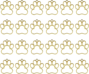 24Pcs Alloy Open Bezel Pendants, Paw Open Back Hollow Frame Pendant Geometric for Resin Jewelry Making Earrings Necklace Bracelet DIY, Gold
