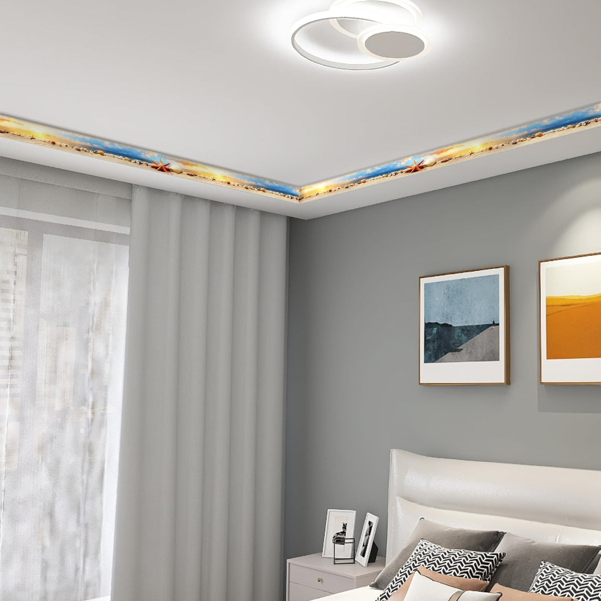 LinkMejor Peel and Stick Wallpaper Border 4x196in Beach Shore Pattern
