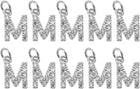 LinkMejor Rhinestone Letter Charm, 10pcs Crystal Zirconia Copper Alphabet m Pendants Slider Letter Charm for Wristbands Bracelets Necklace Jewelry Earring DIY Craft, Silver