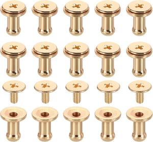 15 Pcs Brass Ball Head Stud Screw, 4mm/0.16" Nipple Rivet Button Strap Stopper for DIY Leather Craft, Gold Tone