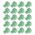 20Pcs AC300V 10A 3.81mm Pitch 2P Flat Angle Needle Seat Insert-in PCB Terminal Blocks Connection Green
