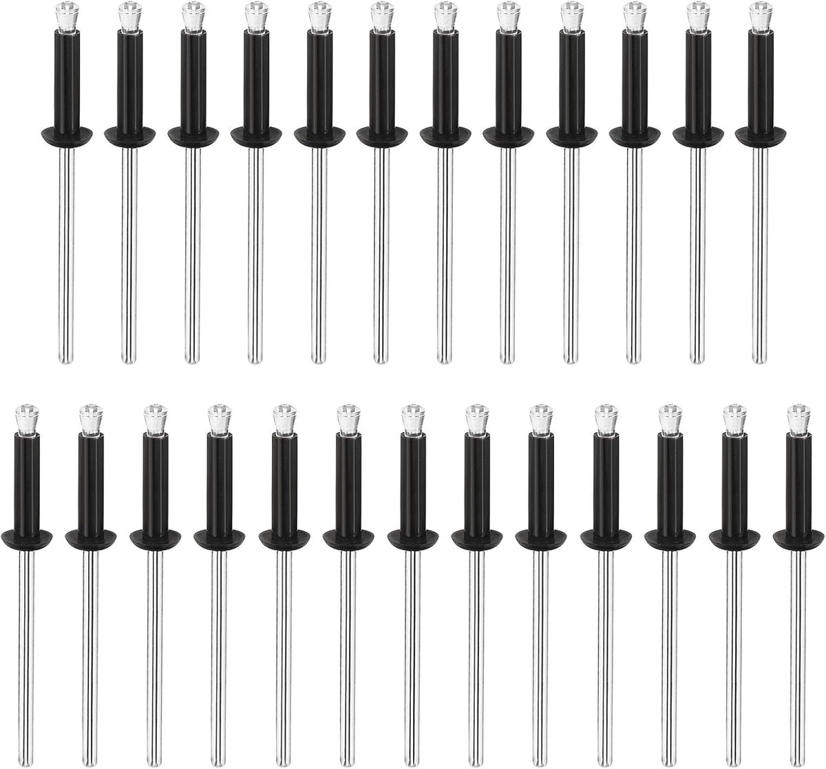 Nylon Blind Rivets, 1/8" x 1/2" (3.2mm x 12.7mm) Rivet Fastener for PC Board Bumper Trim Panel Retainer, Black 25 Pcs