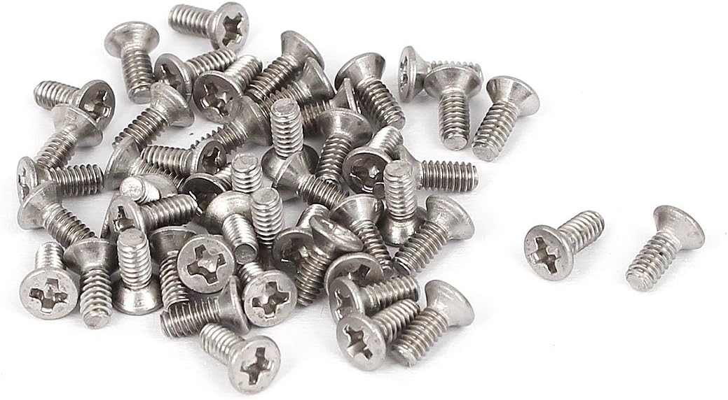 M2-0.4 x 5mm Fine Thread Stainless Steel Phillips Flat Countersunk Head Screws 50pcs