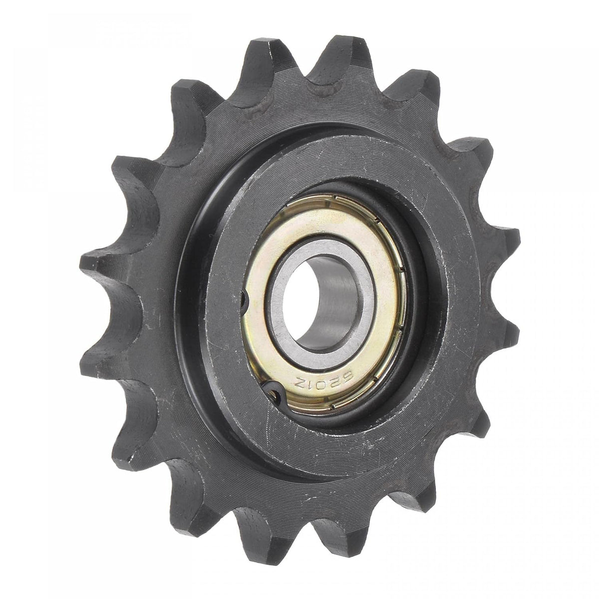 Chain Idler Sprocket, 12mm Bore 1/2" Pitch 16 Tooth Tensioner, Black Oxide Finish C45 Carbon Steel with Insert Single Bearing for ISO 08B Chains