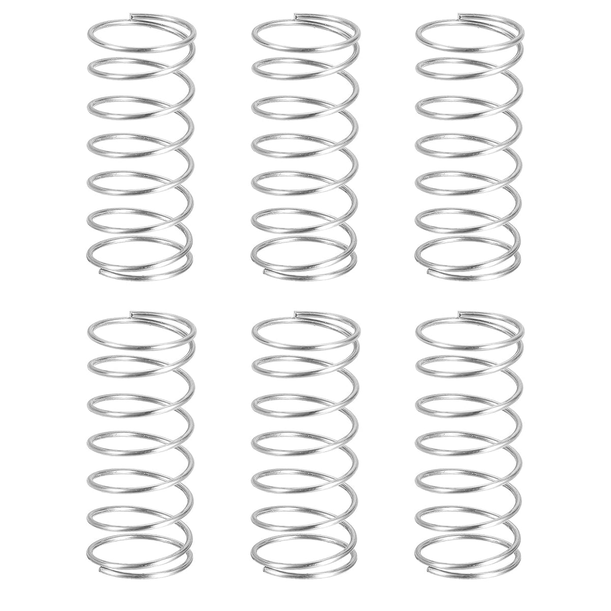 6Pcs Compression Springs, 1mm Wire Diameter x 16mm OD x 50mm Length 304 Stainless Steel Extension Spring Ballpoint Pen Pressure Springs for Shop Home Repairs, Silver