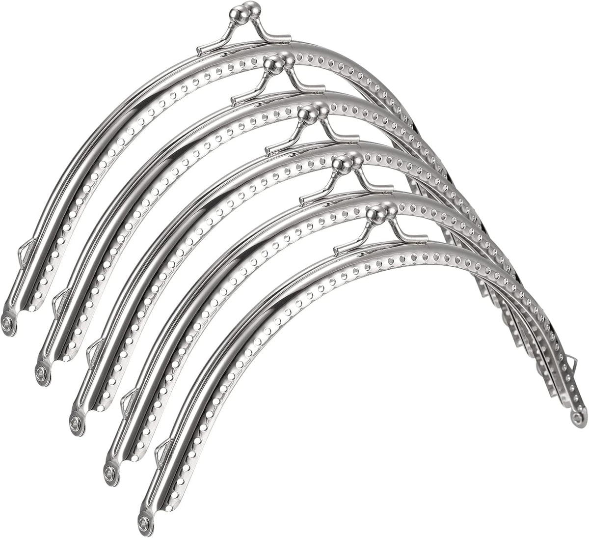 Metal Purse Frames - 6.1" 5Pcs Kiss Lock Clasp Frame Arch Embossed Clutch Frame Handles for Coin Purse Sewing Bag Making DIY Craft, Silver Tone