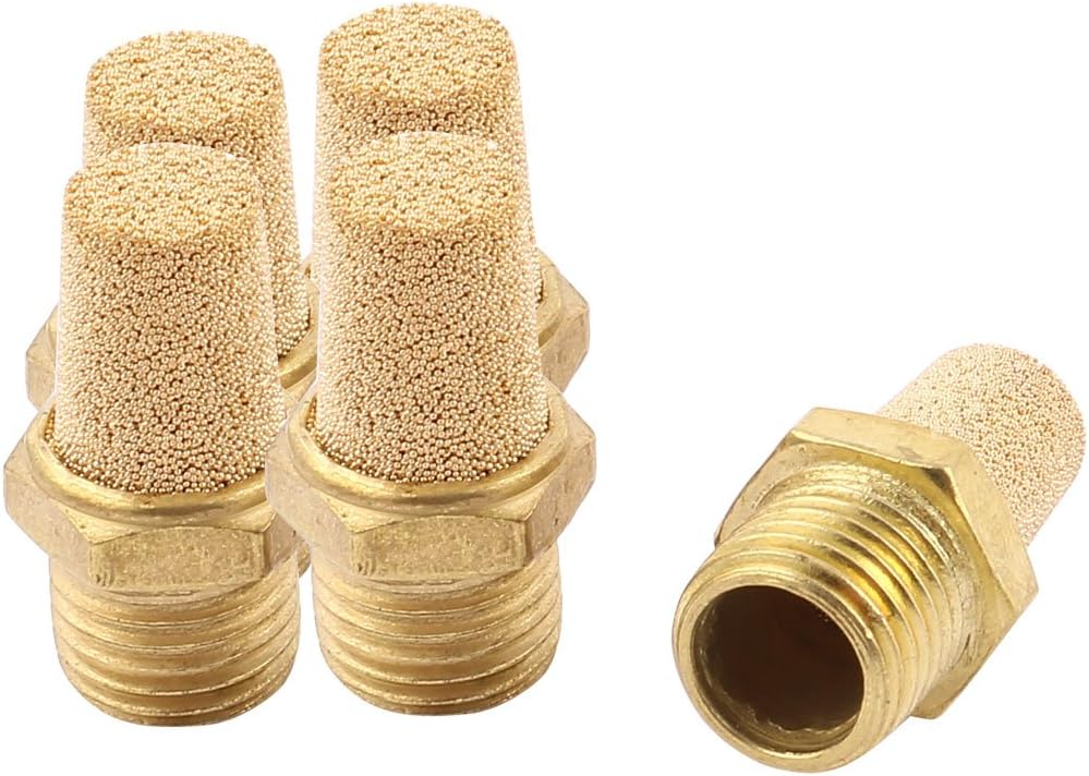 1/4BSP Male Thread Brass Air Pneumatic Noise Reduce Filter Exhaust Muffler 5Pcs