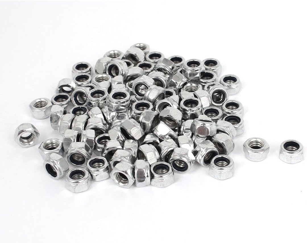 M6 x 1mm Zinc Plated Nylock Nylon Insert Hex Lock Nuts 100pcs