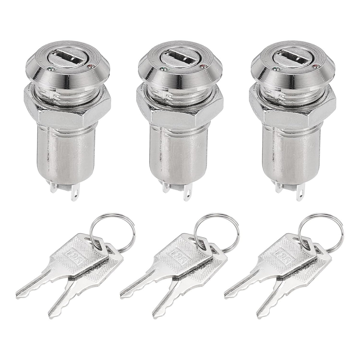 3Pcs Electric 2 Positions on Off Metal Key Lock Switch W Keys