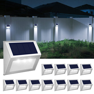 LinkMejor Solar Deck Lights Perfect for Fence, Step, Stair Decor-Cool White-12P