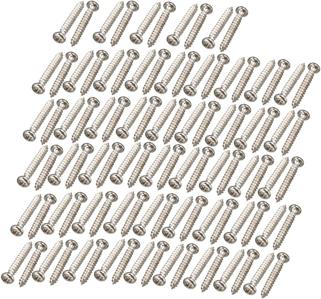 100 Pcs M2x14mm Stainless Steel Phillips Round Head Self Tapping Screws Bolts