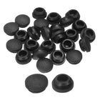 25pcs Silicone Rubber Hole Plugs, Arc Round Bottle Hole Stoppers for 12-13mm Inner Snap in Type Locking Plug Cover for Furniture Accessory, Black