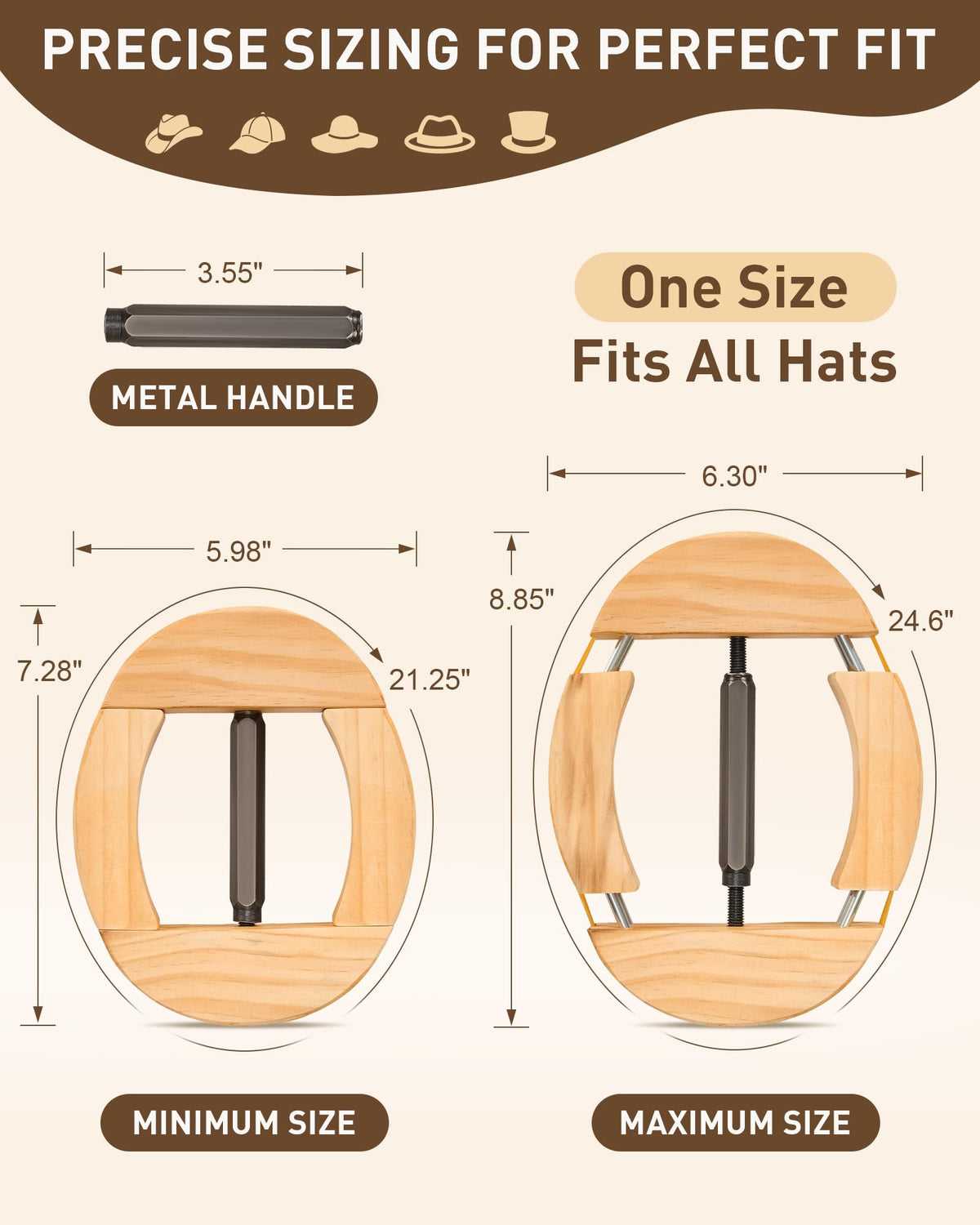 Peralatan Penyeimbang Topi 4-Way Dapat Disesuaikan untuk Bentuk, Menyeimbang & Menjaga Topi Anda