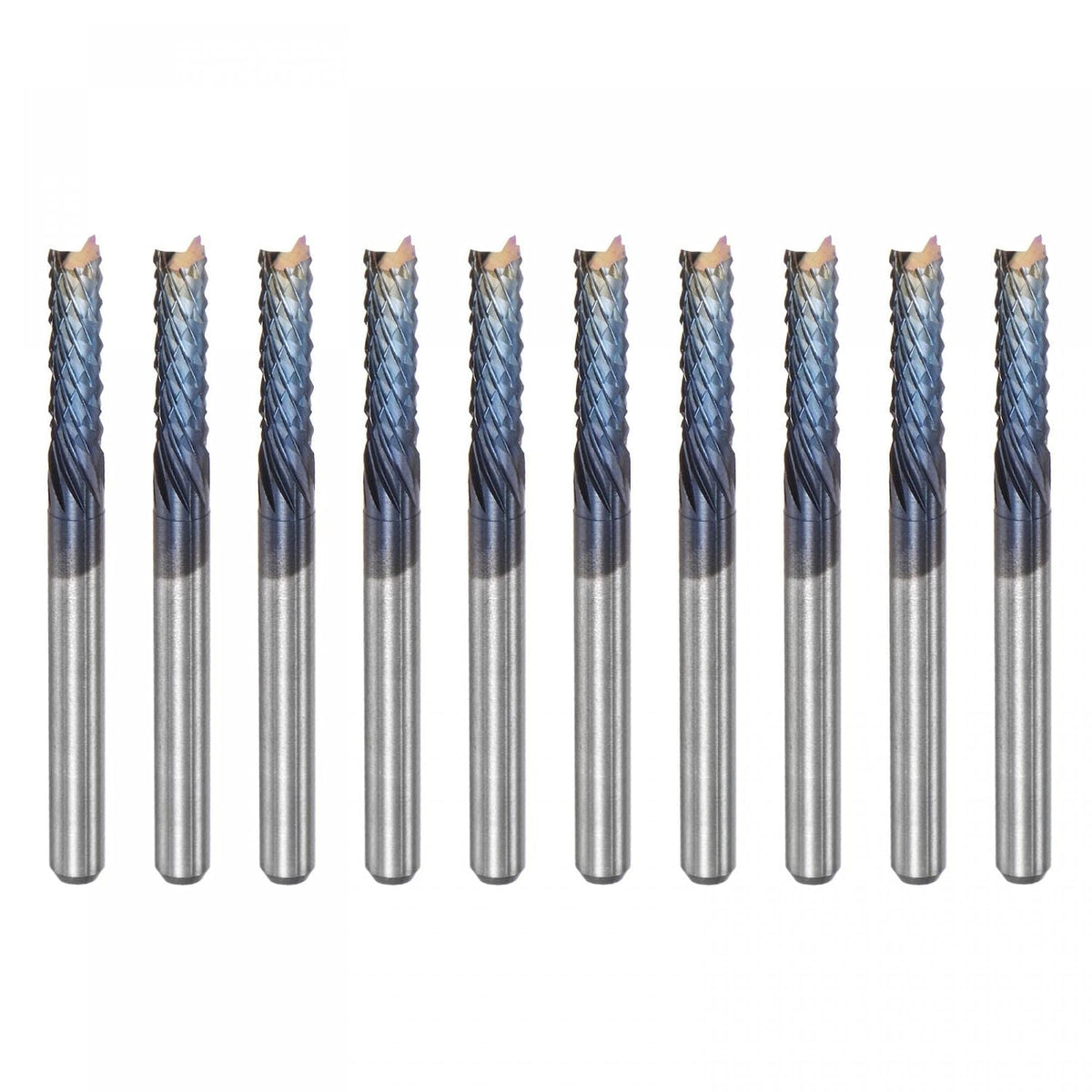 End Mill CNC Router Bits, 3mm x 12mm 1/8" Shank Diamond Film Coated Carbide Engraving Bit Milling Cutter Left Hand for PCB Plastic Fiber Wood 10pcs