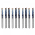 End Mill CNC Router Bits, 3mm x 12mm 1/8" Shank Diamond Film Coated Carbide Engraving Bit Milling Cutter Left Hand for PCB Plastic Fiber Wood 10pcs