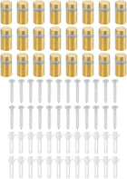 24 Pcs Standoff Screws, 1/2" x 0.8" Stainless Steel Advertising Screws Wall Standoff Mounts Hardware for Acrylic Picture Frame Glass Signs Hanging, Gold