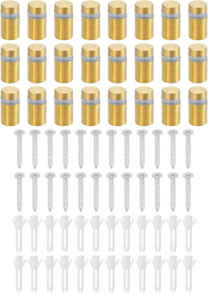 24 Pcs Standoff Screws, 1/2" x 0.8" Stainless Steel Advertising Screws Wall Standoff Mounts Hardware for Acrylic Picture Frame Glass Signs Hanging, Gold