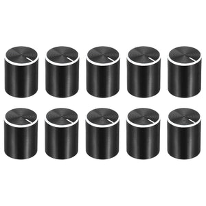 10pcs Potentiometer Knob Knurled Shaft Black Aluminum 6mm Shaft Dia. Guitar Pedal Rotari Knob 15mmx15mm Guitar Volume Control Knob