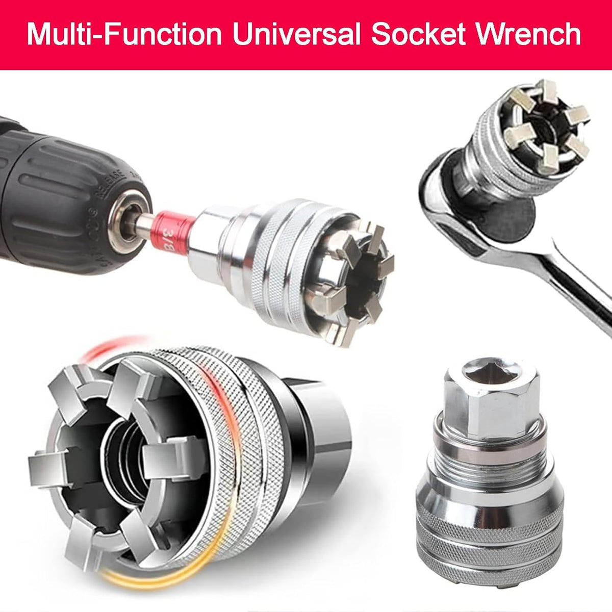 Novo 2 Conjuntos Chave de Fenda Universal Ajustável Ferramenta Conjunto - Multi-Função 10mm-19mm Chave de Fenda Universal de Manutenção para Ratchet de 3/8", Chave de Torque e Broca de Potência