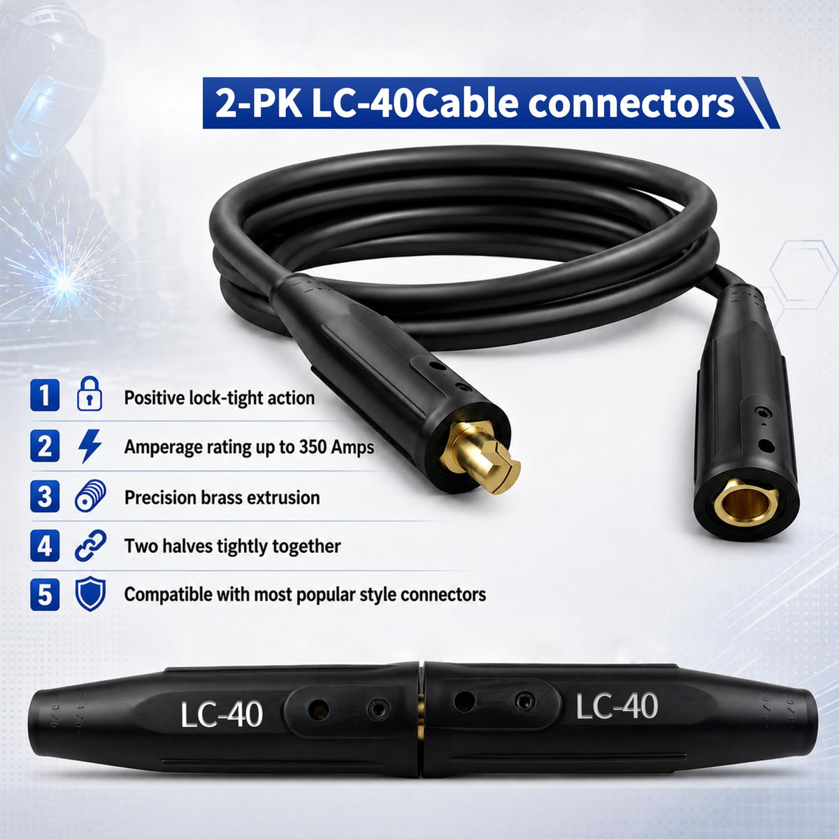 2PK LC-40 Cavi di Saldatura Rapidi, Connettori per Cavi di Saldatura