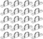 20 Pcs Pad Eye Plate Hooks, 2.4 Inch 304 Stainless Steel Ceiling U Hook Marine Hanging Hook for Securing Hanging, Silver