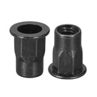 M6 Rivet Nuts, Thread Half Hexagonal Carbon Steel Zinc-Plated Flat Head Threaded Insert Nut Black 50Pcs