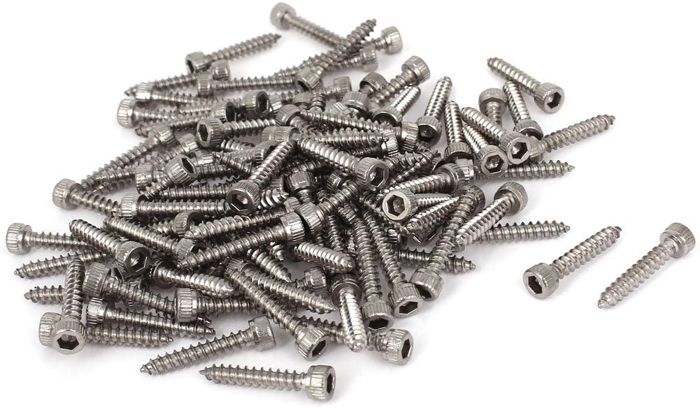 100 Pcs M3.5x20mm Stainless Steel Hex Socket Cap Head Self Tapping Screws