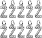 LinkMejor Rhinestone Letter Charm, 10pcs Crystal Zirconia Copper Alphabet Z Pendants Slider Letter Charm for Wristbands Bracelets Necklace Jewelry Earring DIY Craft, Silver