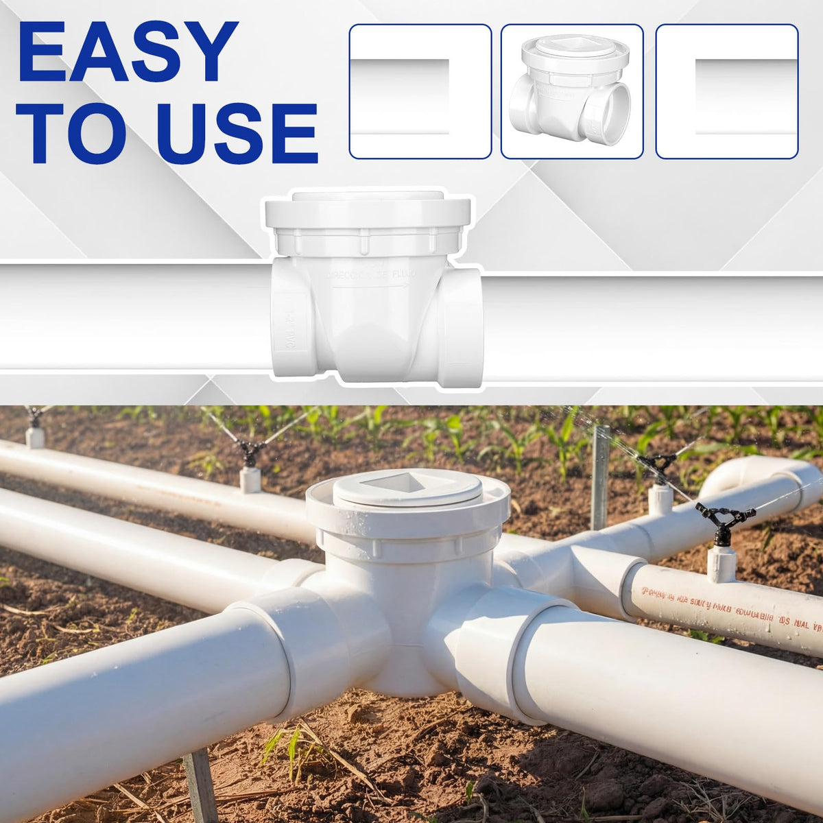 LinkMejor 1 Pcs 2 Inch Backwater Valve White PVC Backflow Preventer