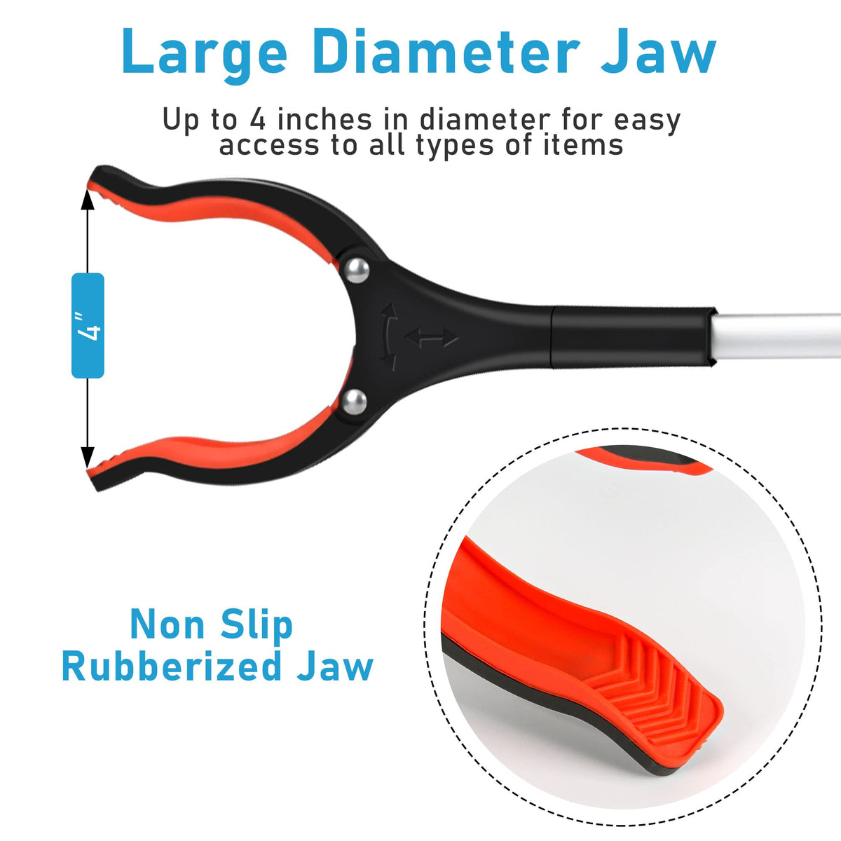 2026 Upgrade Grabber Reacher Tool, Foldable, 34 inch (Orange1(1Pack))