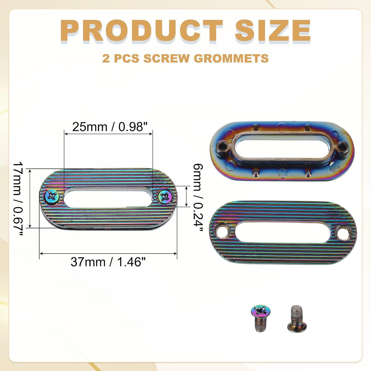 2Pcs 스크루로 결합할 수 있는 그롬미트, 1인치 알로이 스크루인 원형 눈금 그롬미트 백 루프 커튼 그롬미트 DIY 셋업 옷 레더 핸드백 대체용, 다채로운