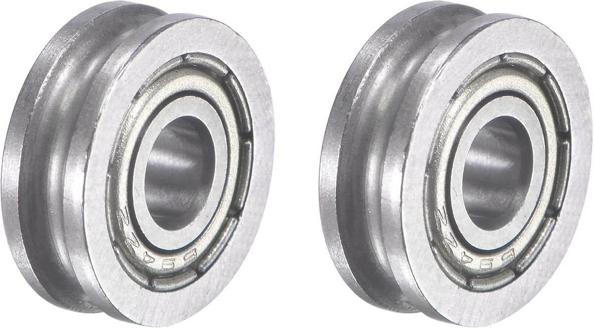 Sliding Door Roller U Groove 4mm Shaft Hole 12mm Diameter, Bearing Steel, Pack of 2