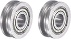 Sliding Door Roller U Groove 4mm Shaft Hole 12mm Diameter, Bearing Steel, Pack of 2