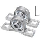2 Pcs SUCP201-8 Pillow Block Bearings 1/2 inch Bore Self Alignment, Stainless Steel Base Mounted Chrome Steel Bearings