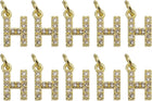 LinkMejor Rhinestone Letter Charm, 10pcs Crystal Zirconia Copper Alphabet H Pendants Slider Letter Charm for Wristbands Bracelets Necklace Jewelry Earring DIY Craft, Gold