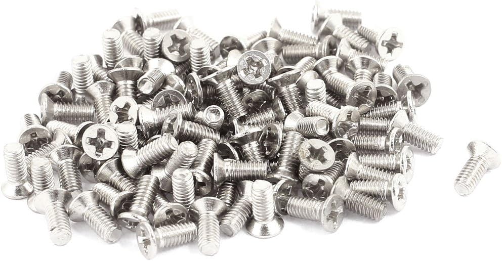 M2.5x6mm Stainless Steel Phillips Flat Countersunk Head Machine Screws Bolts 100pcs