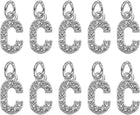 LinkMejor Rhinestone Letter Charm, 10pcs Crystal Zirconia Copper Alphabet C Pendants Slider Letter Charm for Wristbands Bracelets Necklace Jewelry Earring DIY Craft, Silver