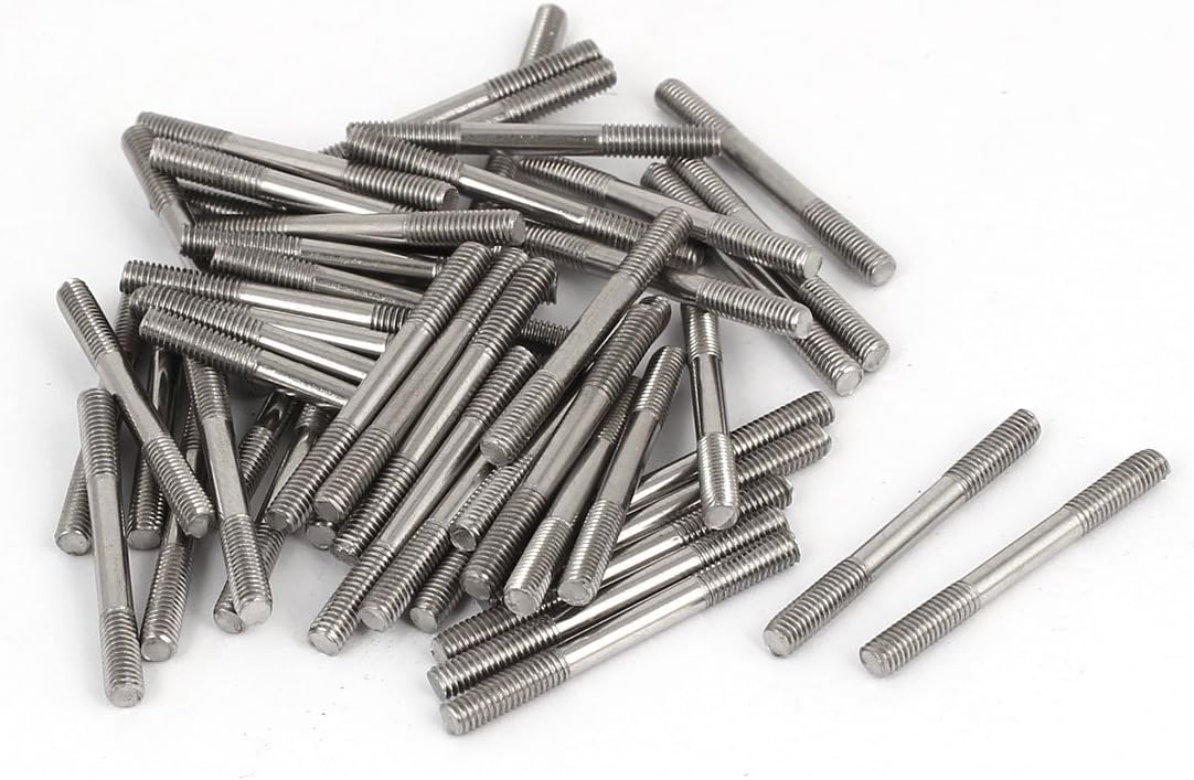 M3x30mm 304 Stainless Steel Double End Threaded Stud Screw Bolt 50pcs