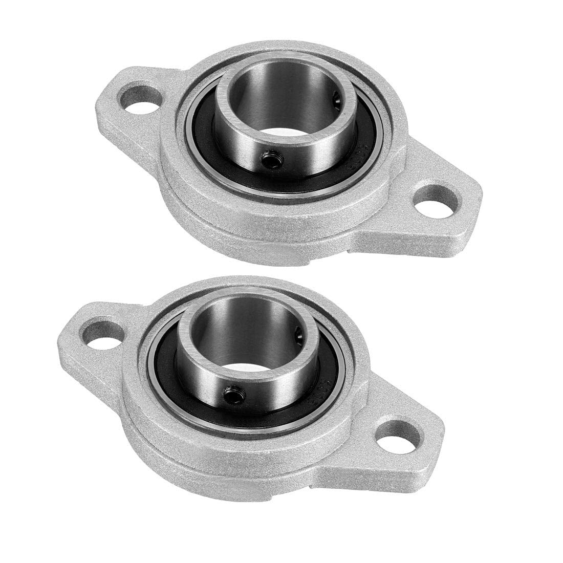 KFL005 Flanged Pillow Block Bearing, 25mm Bore Diameter, Zinc Alloy/Chrome Steel, Set Screw Lock (Pack of 2)
