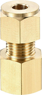 Compression Tube Fitting G1/4 Female Thread x 6mm Tube OD Straight Coupling Adapter Brass
