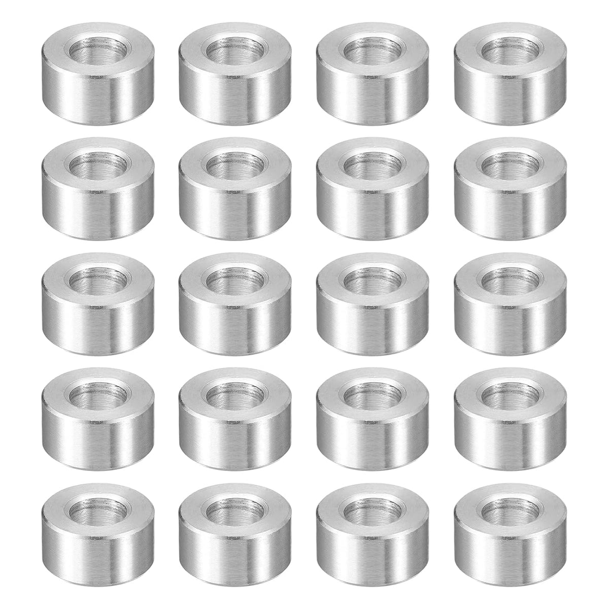 20Pcs Aluminum Spacer 3/4" OD x 3/8" ID x 3/8" Length Screw Standoff Bushing Plain Finish Unthreaded Round Metal Spacer for Screws Bolts and Rods, Silver