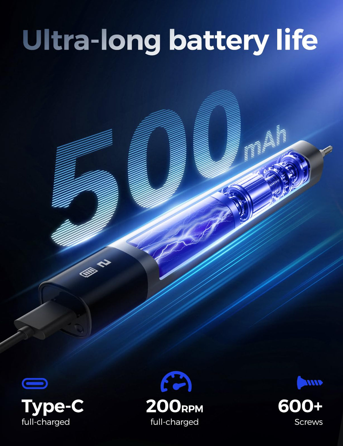 Set di scovacci elettrici mini, scovacci elettrici di precisione piccoli con 5 livelli di coppia, batteria da 500mAh, kit di scovacci a batteria per laptop, telefono e riparazioni elettroniche